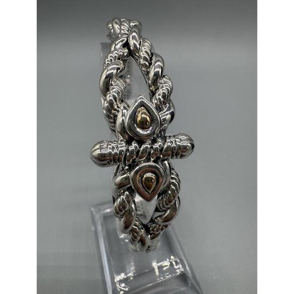 Jai John Hardy 925 Sterling Silver 14K Yellow Gold Accents 25mm Cuff Bracelet 6”